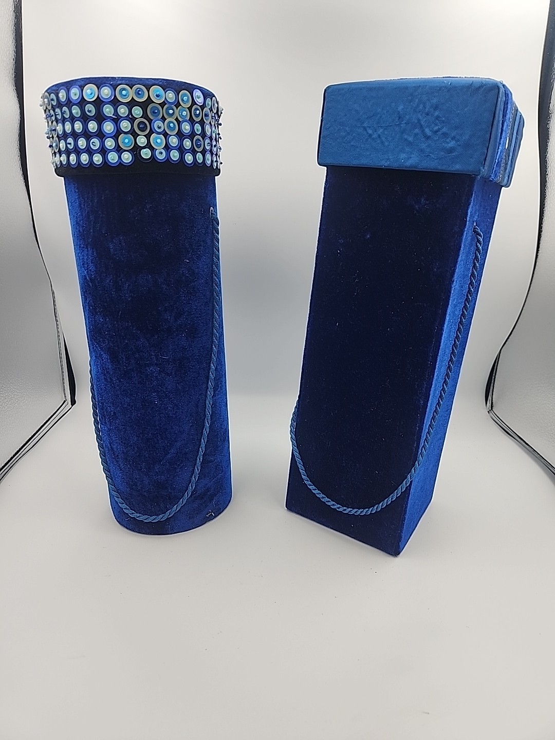 Vintage Blue Velvet Christmas Boxes