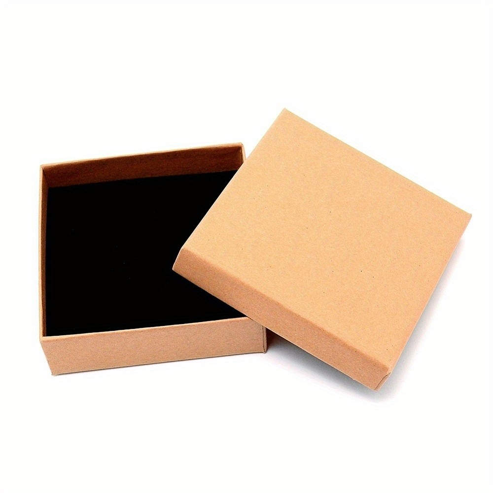 12Pcs Kraft Paper Jewelry Boxes with Black Sponge Inside Square