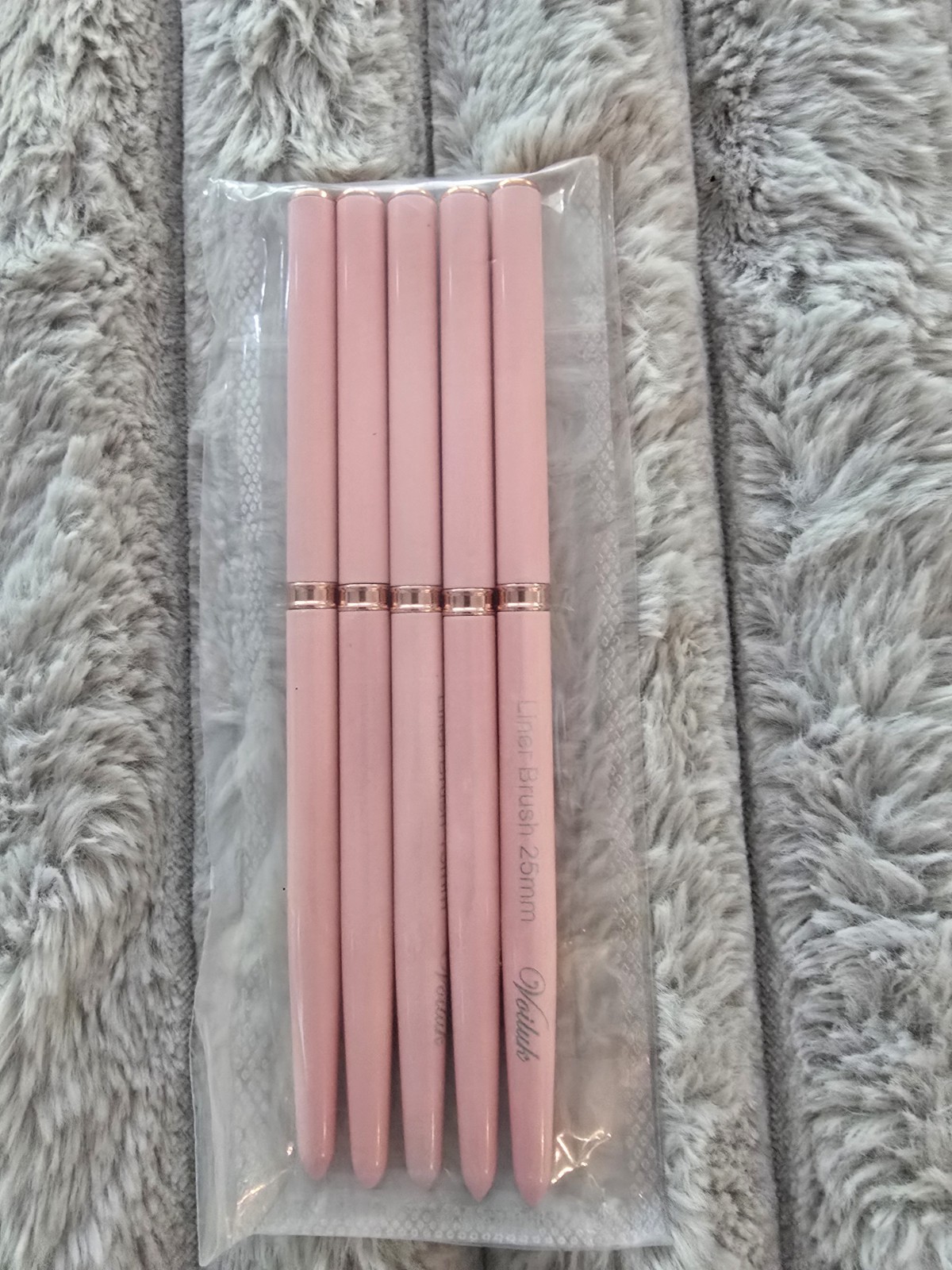 Wodulo Pink Disposable Liner Brush Set of 5, 25mm Synthetic Fiber Tapered