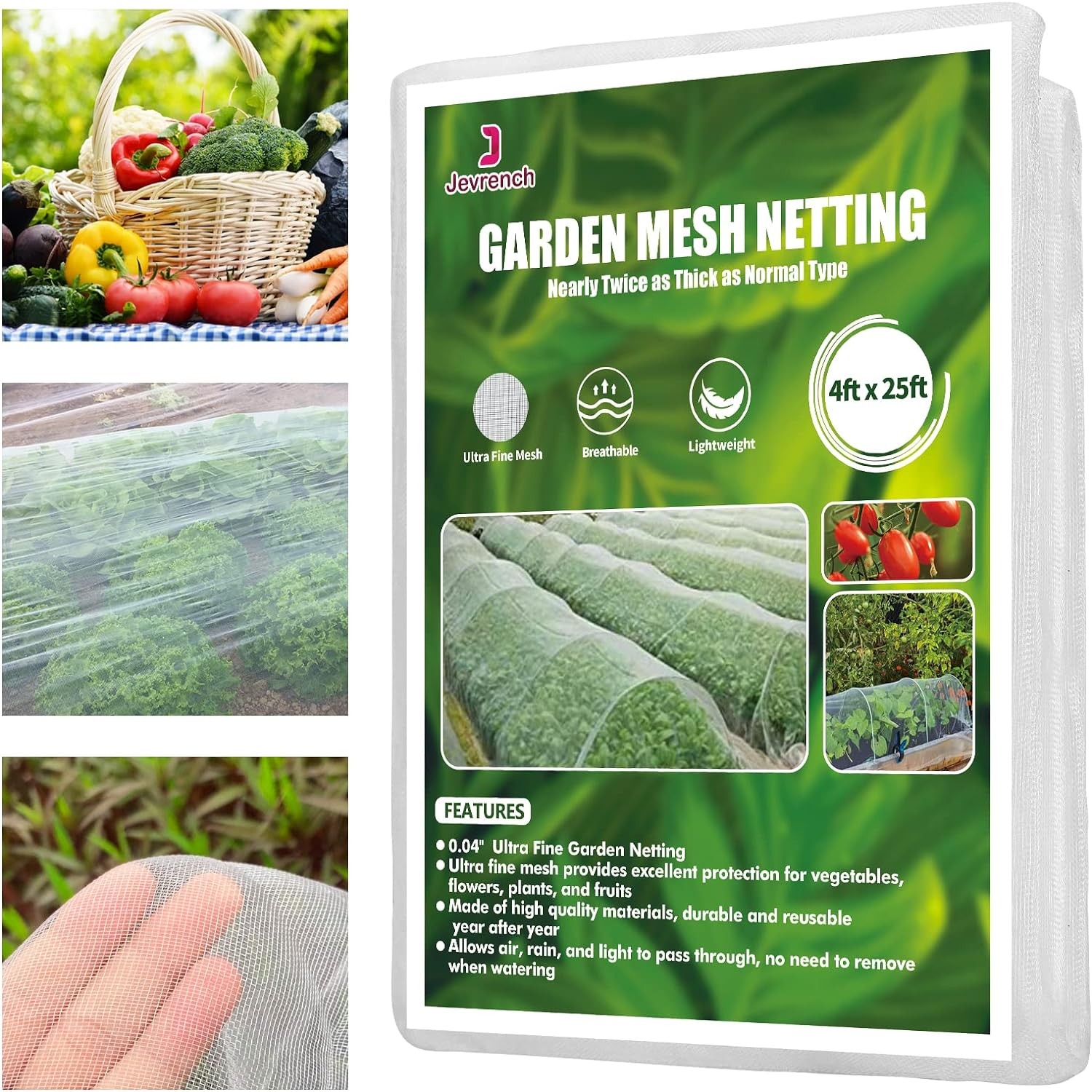 Garden Netting, Jevrench Durable Ultra Fine 4ft x 25ft, White