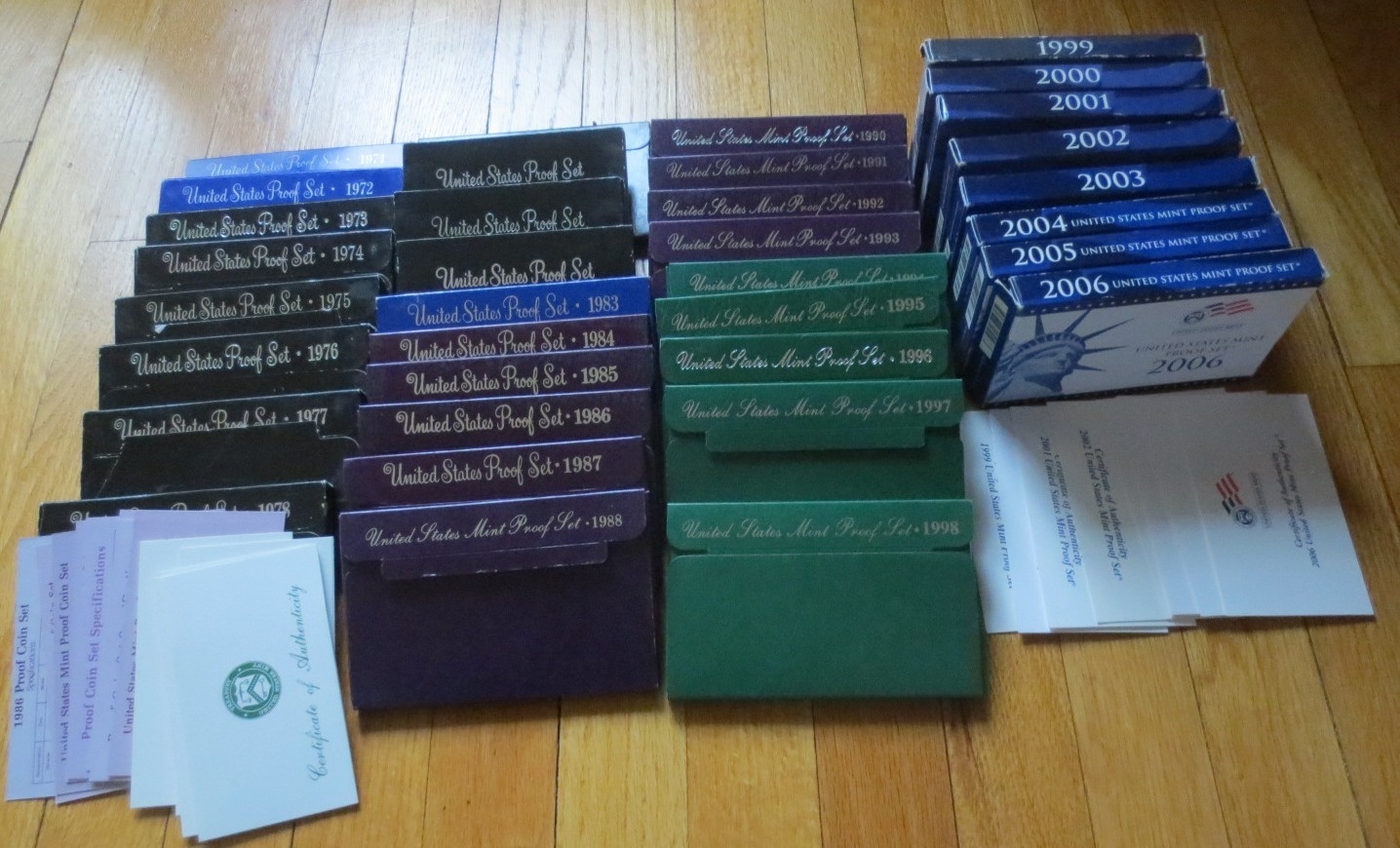 1971 to 2006 Proof Sets U.S. Mint 36 Proof Set San Francisco Mint Box and COA