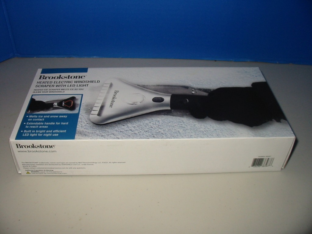 Brookstone Heated Electric Windshield Ice Scraper Snow Melter + LED Light New
