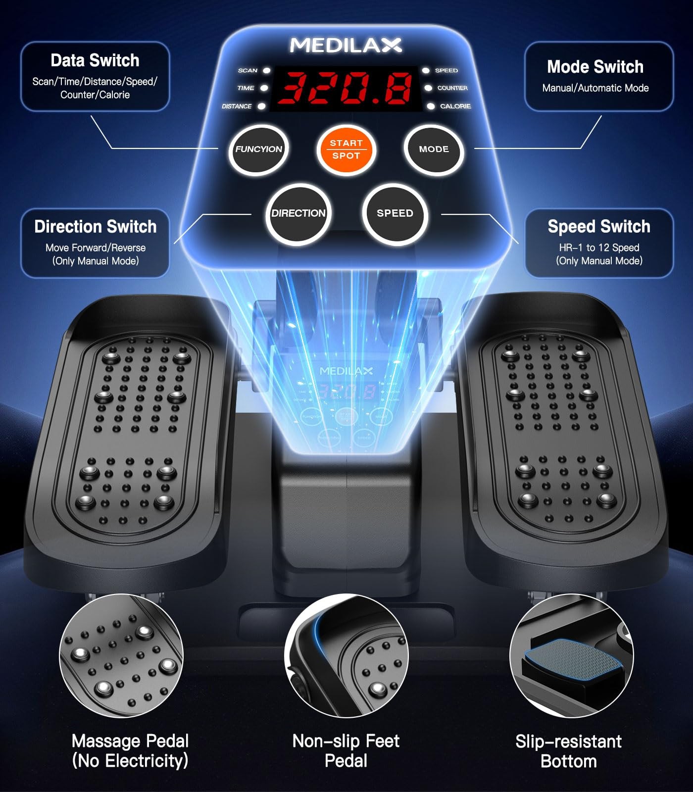 Under Desk Elliptical Machine, Portable Electric Elliptical Exercise Equipmen...