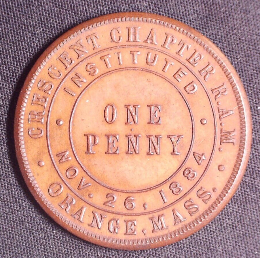 Crescent Chapter Masonic Penny Token Orange Massachusetts