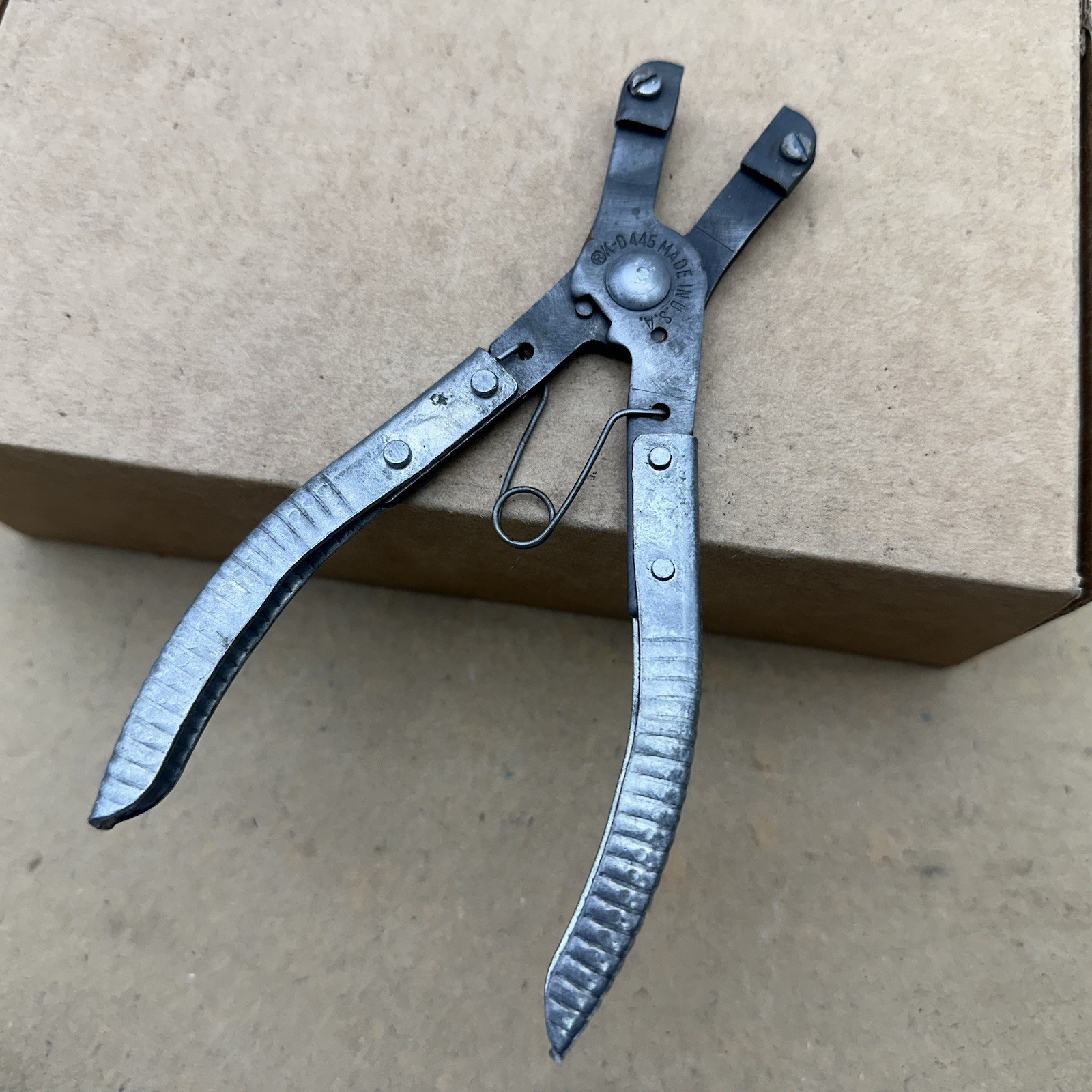 K-D KD 445 Internal Snap Ring Pliers Spring Handle USA Tools Vintage *NO ARMS*
