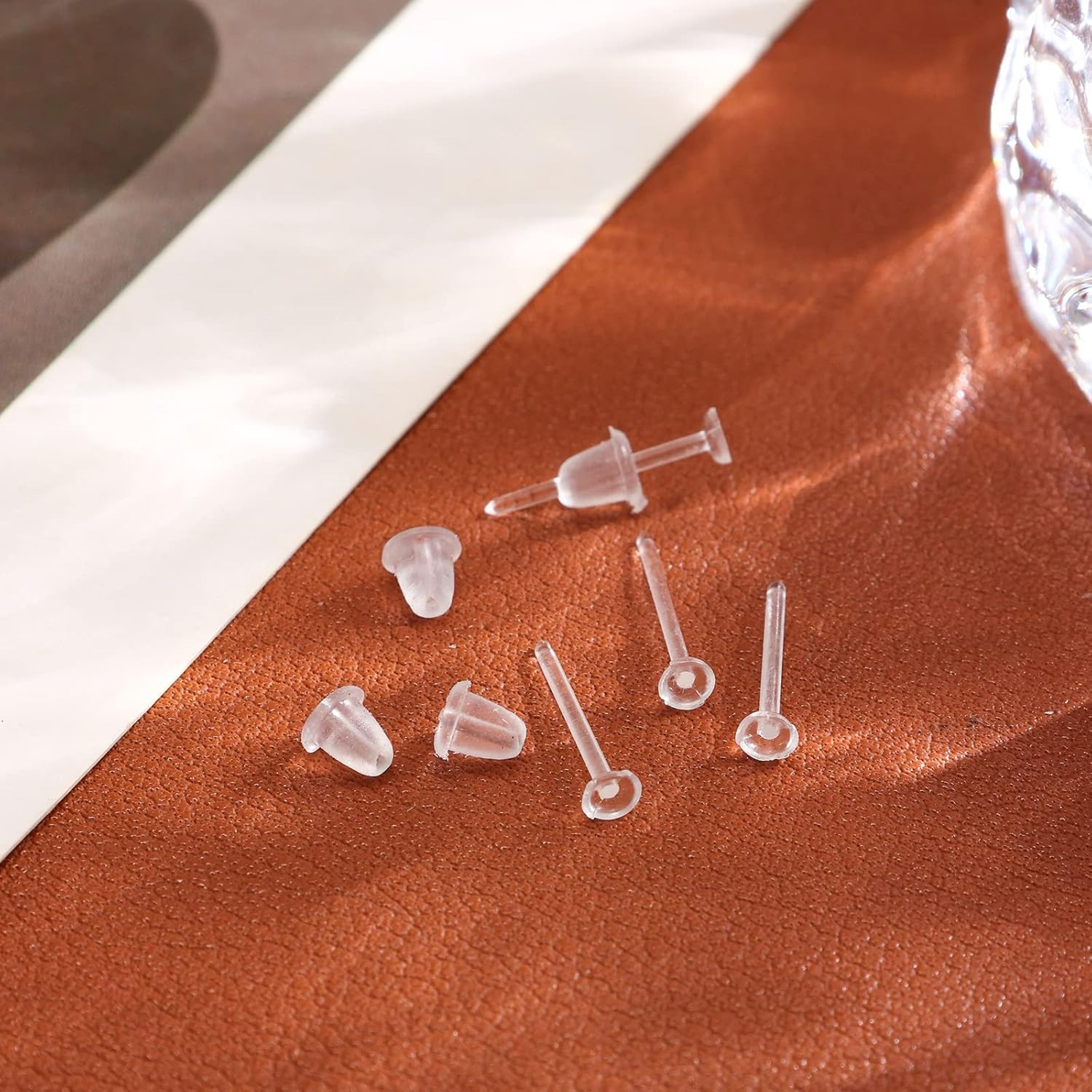 Plastic Earrings, 200 PCS Invisible Clear Post Studs for Sports, Work - Flat Sil