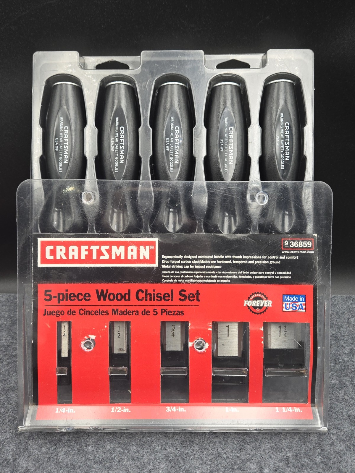 Craftsman 36859 5 Pc Wood Chisel Set 1/4 1/2 3/4 1" 1-1/4"  Made in USA
