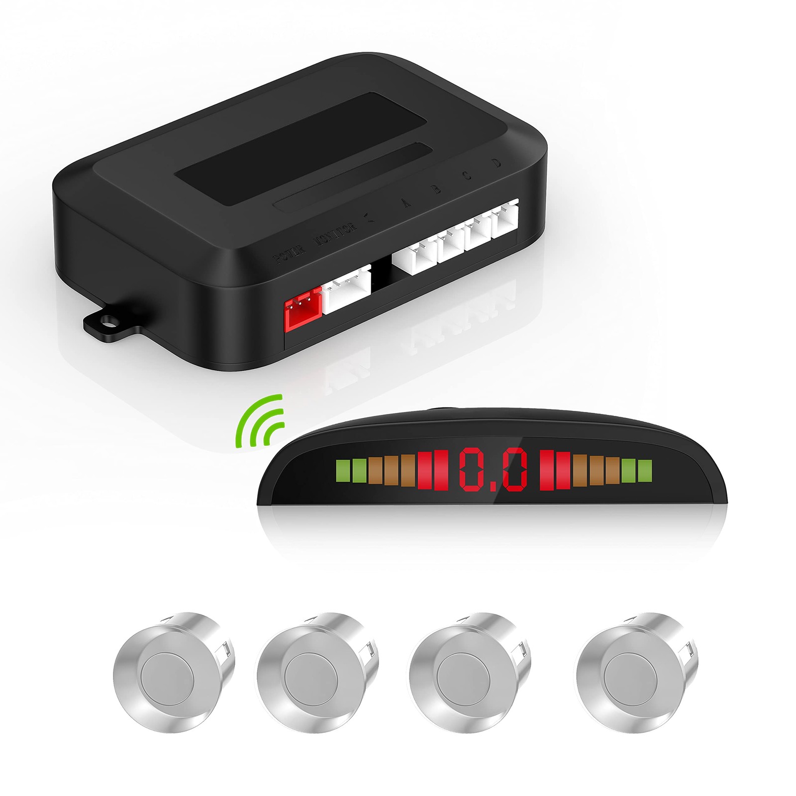 Wireless Car Parking Sensor, Reverse Radar System with 4 Parking Sensors, Wir...
