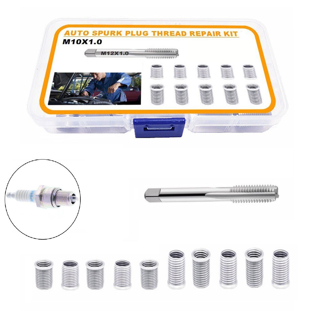 10PCS Thread Hole Repair Tools Metal M10X1.0 Nuts And-M12X1.0 HSS Tap Accessory
