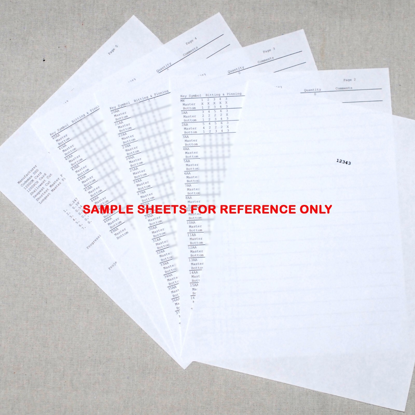 Kwikset KW1 Space & Depth Keys With MK Setup System Sheets ~ Locksmith