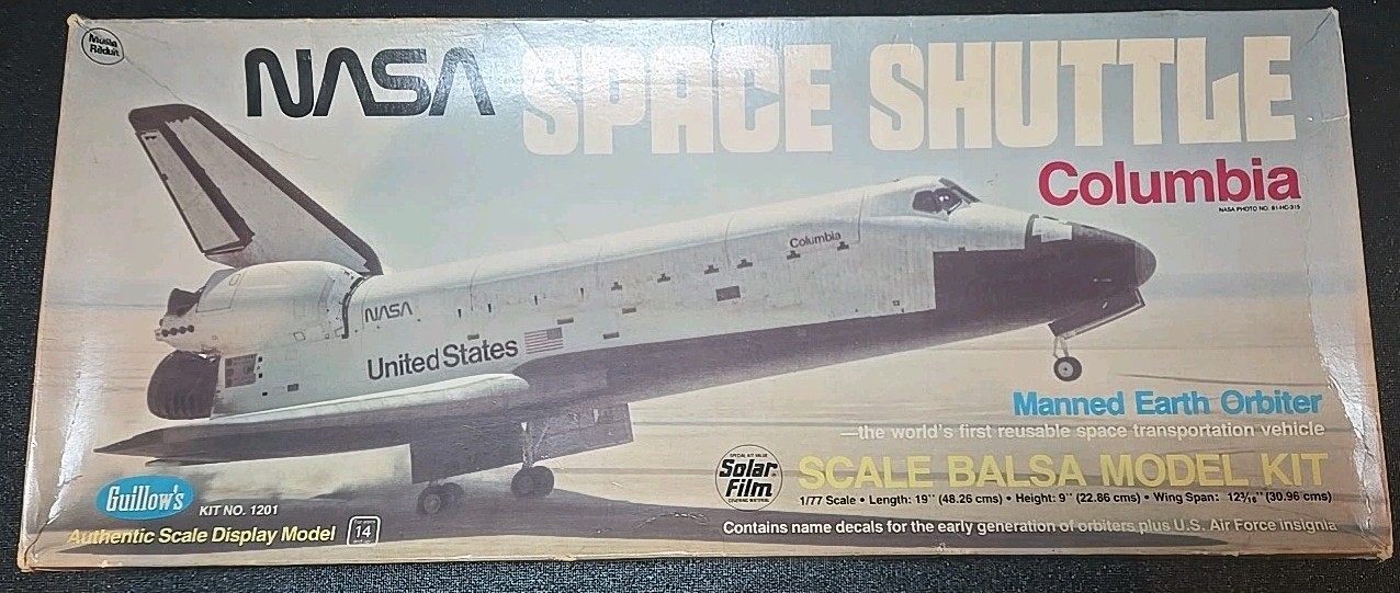 Guillow Nasa Space Shuttle Columbia Wooden Model Kit See Details! Extra Film!