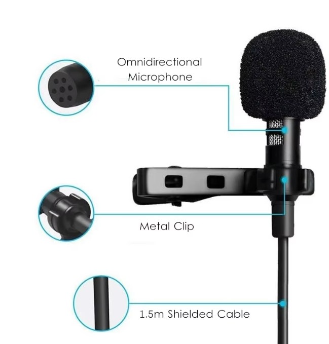 Omnidirectional Lapel Lavalier Microphone Clip-on Condenser Mini Iphone Android