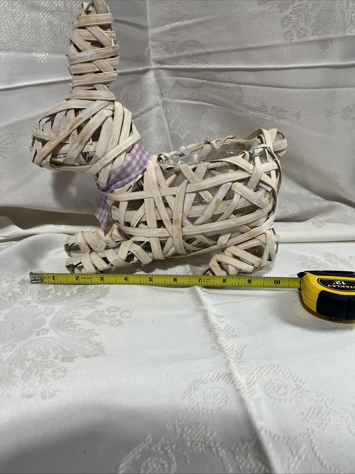 Ivory Wicker Easter Bunny Planter With Bow