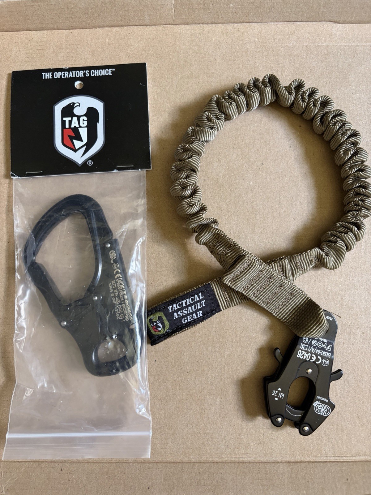 Tactical Assault Gear TAG QR Personal Retention Lanyard FROG Clamp & Carabiner