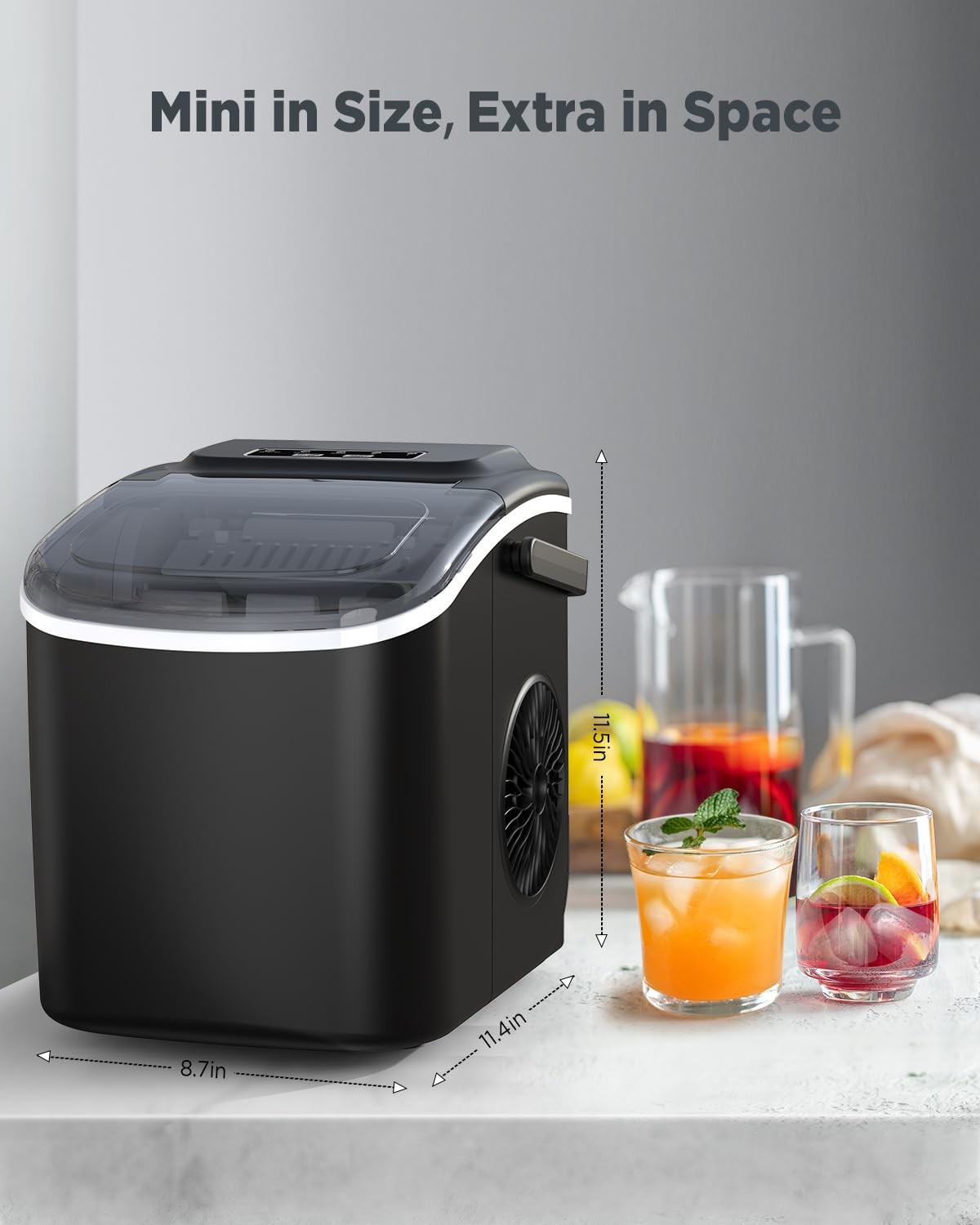 Silonn Ice Makers Countertop, Portable Maker with 26lbs, Dark