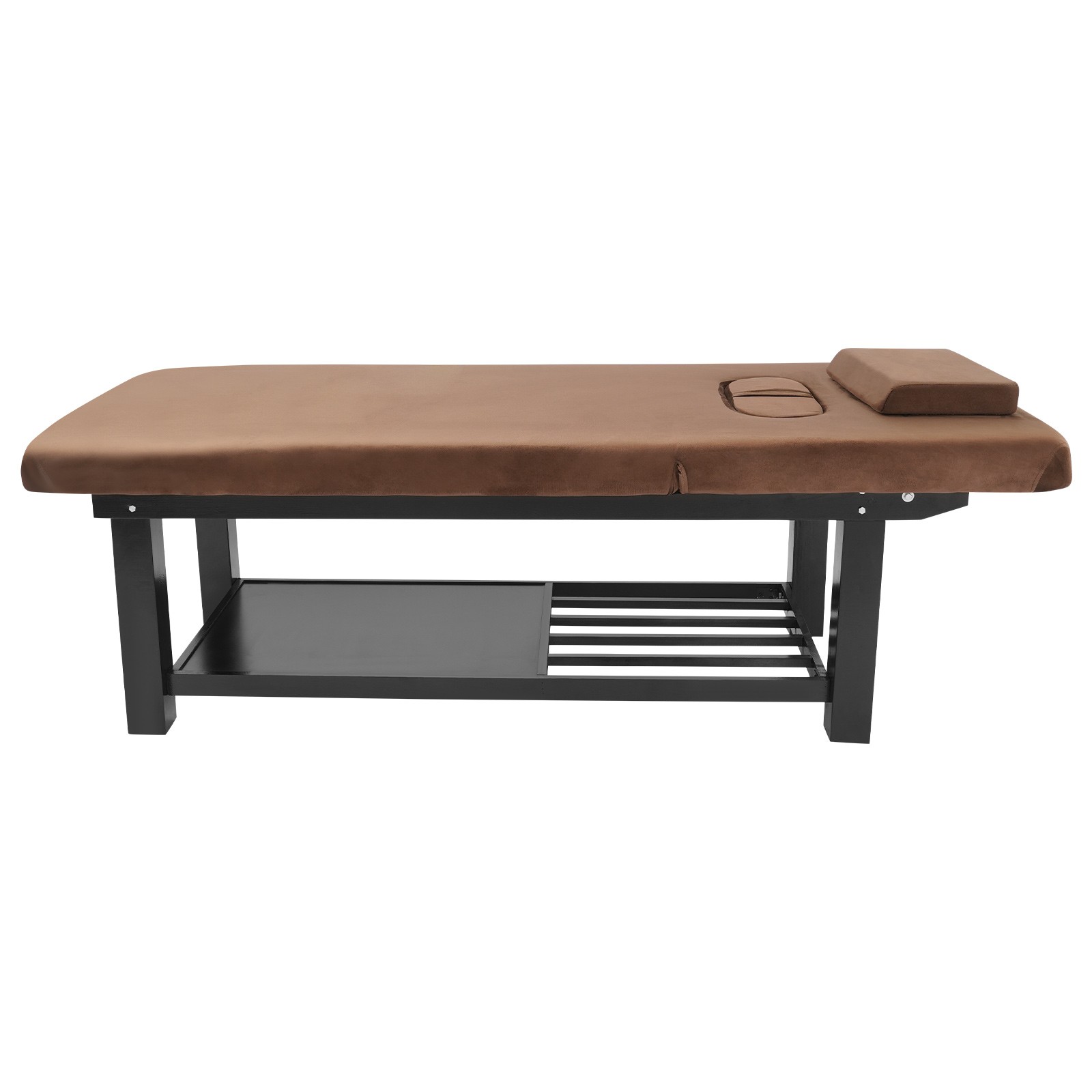 Stationary Massage Table Solid Wood Massage Table Spa Bed 75"x 31.5" Brown