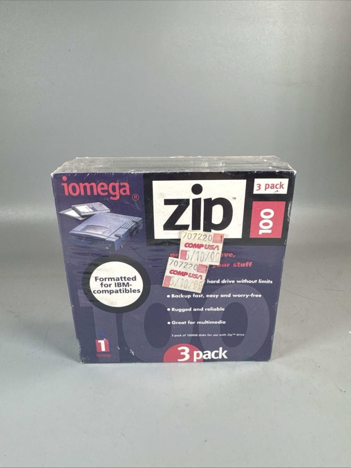 Iomega Zip 100 MB 3-Pack Disks Formatted For Mac NEW SEALED