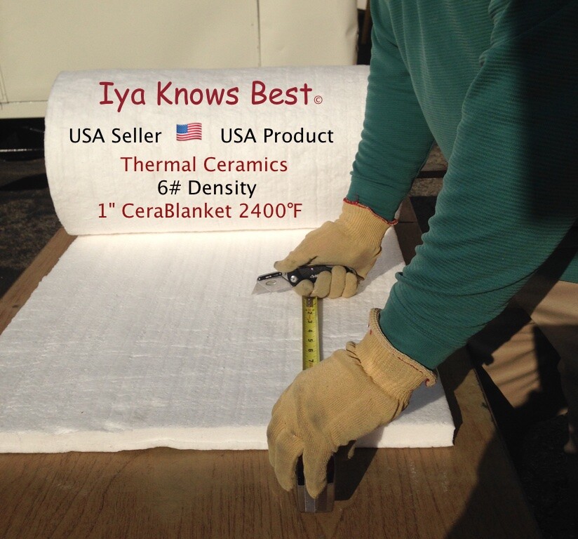 1" CeraBlanket 6"x12" Ceramic Fiber Insulation Blanket 6# Thermal Ceramics 2400F