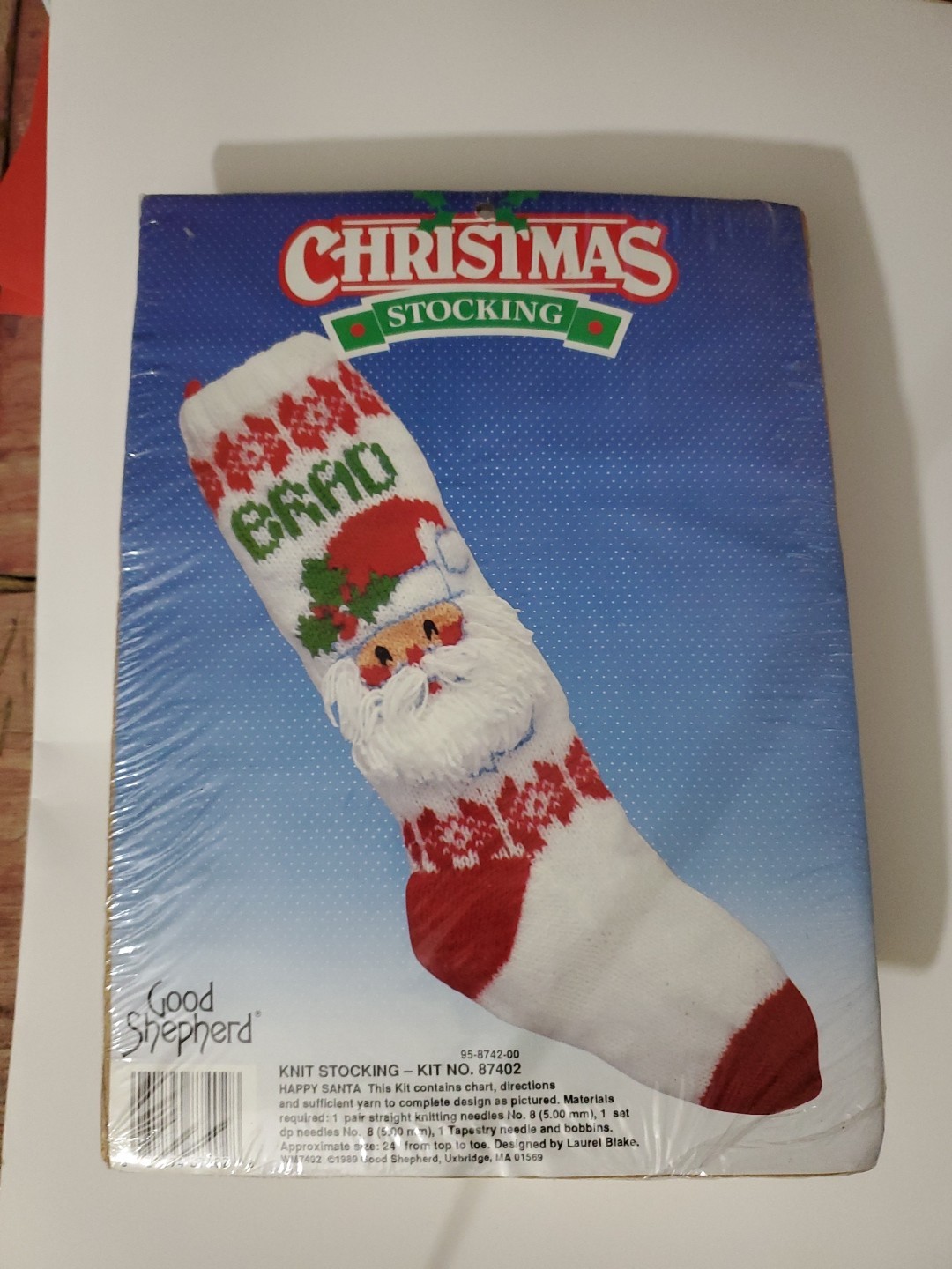 Good Shepherd 'Happy Santa' Knit Christmas Stocking Kit #87402 NEW Vintage 1989