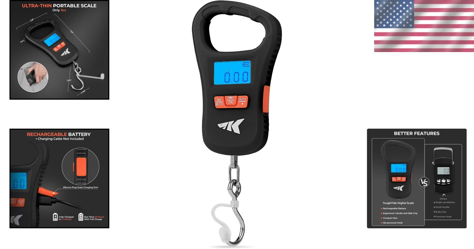Accurate ToughTide Fishing Scale – 65lb Capacity, Memory Function, Lightweight