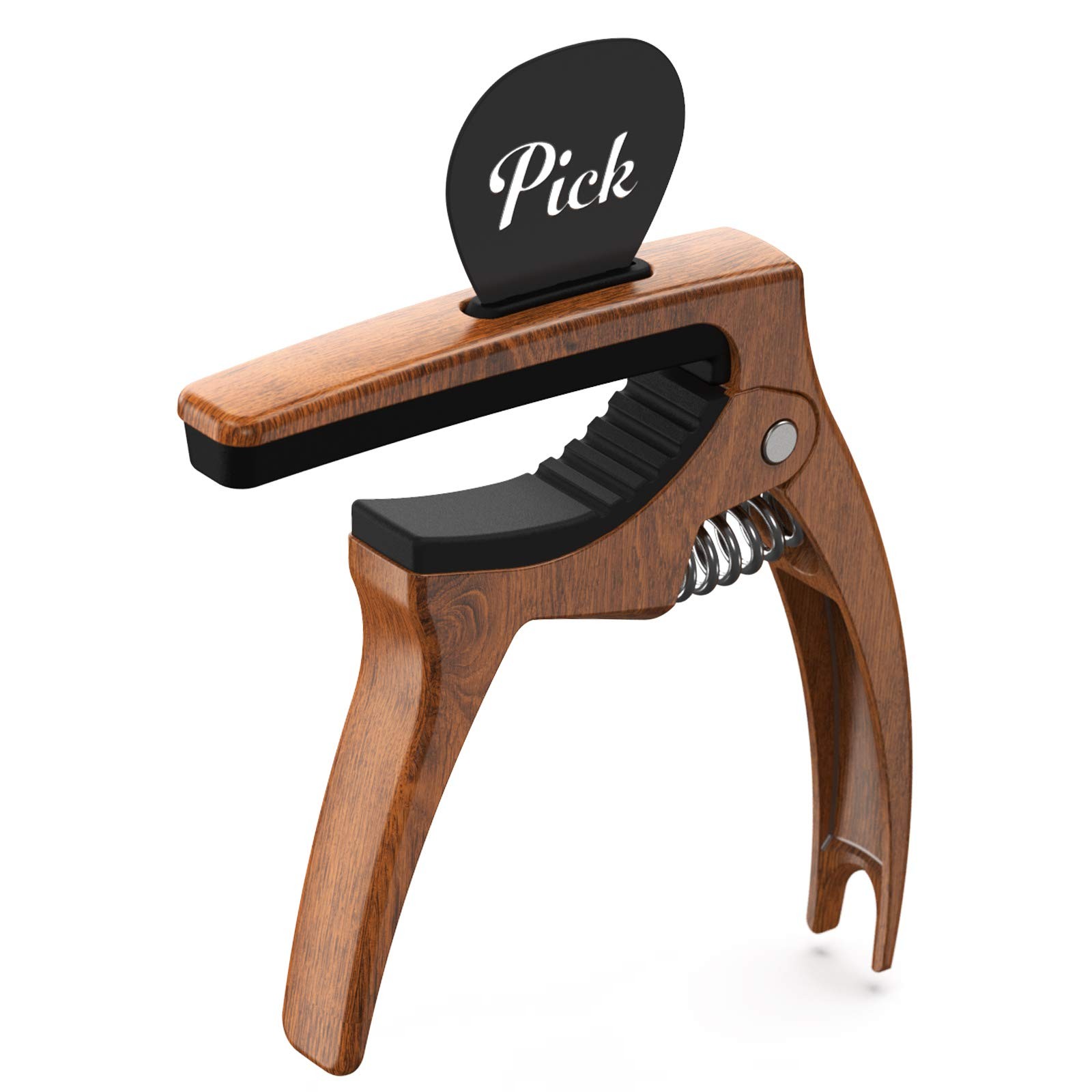TANMUS 3in1 Guitar Capo for Acoustic and 3.52in×3.24in×0.45in, Wood grain