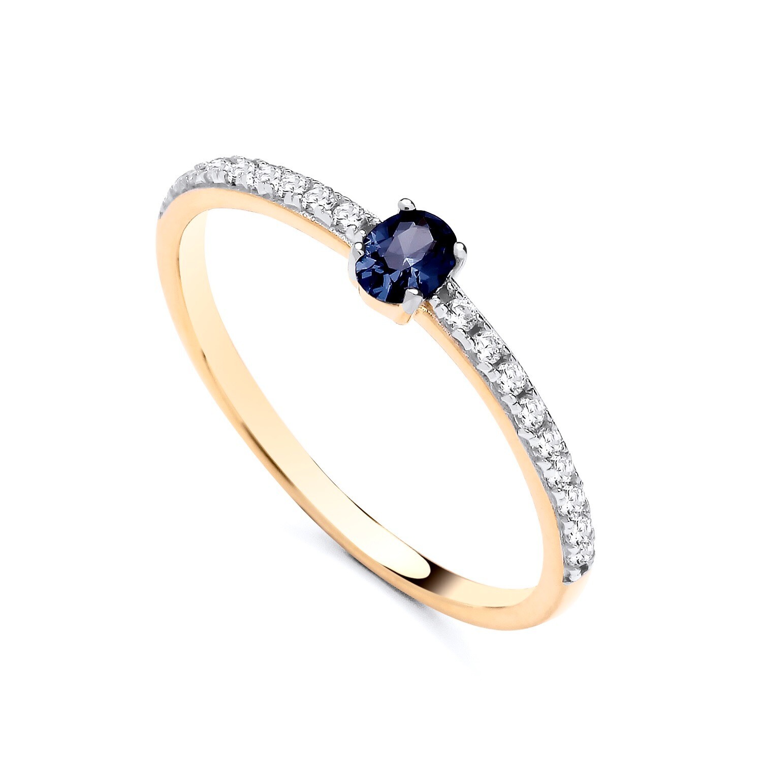 9ct Gold on Silver simulated BLUE SAPPHIRE Oval Solitaire Engagement Ring K-S