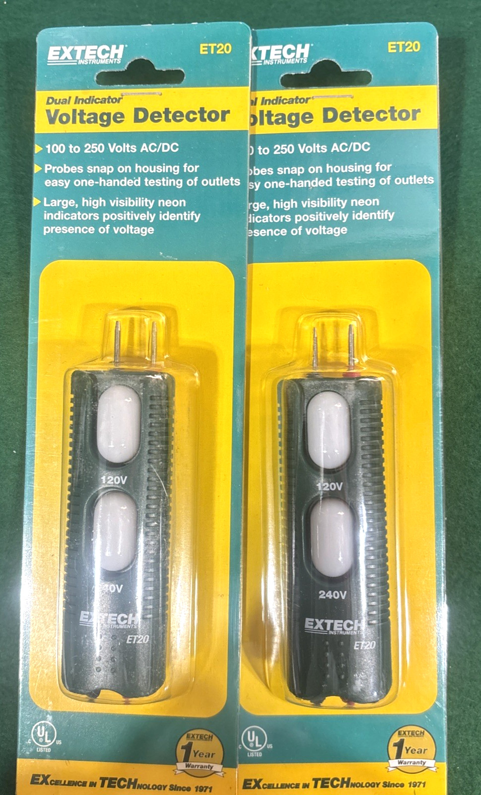 2- Extech ET20 Voltage Tester 100-250V AC/DC Electrical Circuit Detector