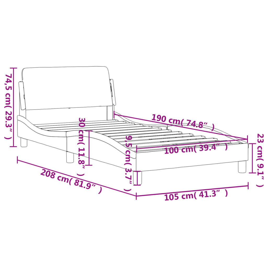 Bed Frame "Dover" Light Gray 39.4"x74.8" Fabric