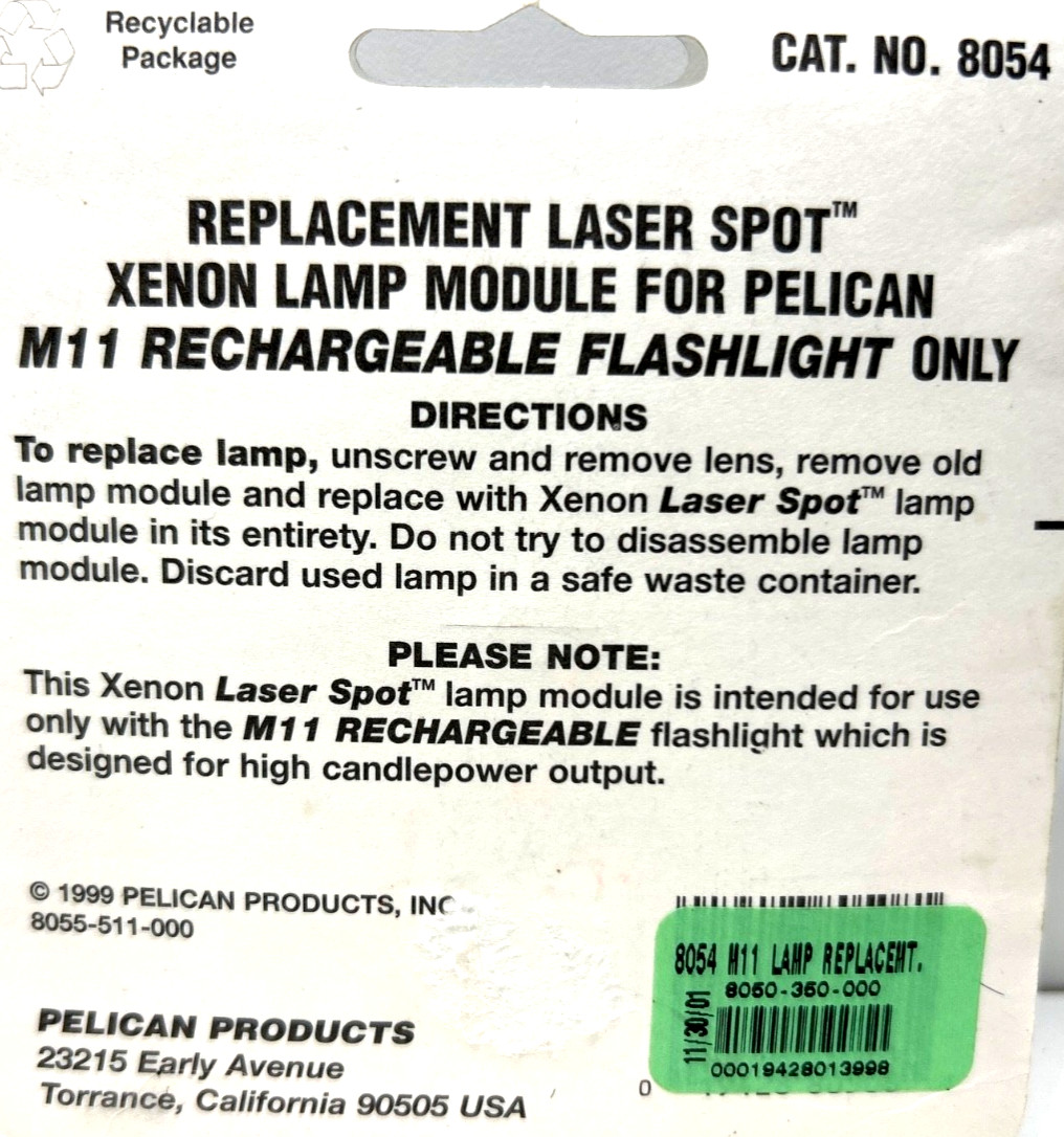 PELICAN 8054 M11 RECHARGEABLE REPLACEMENT Xenon LAMP BULB