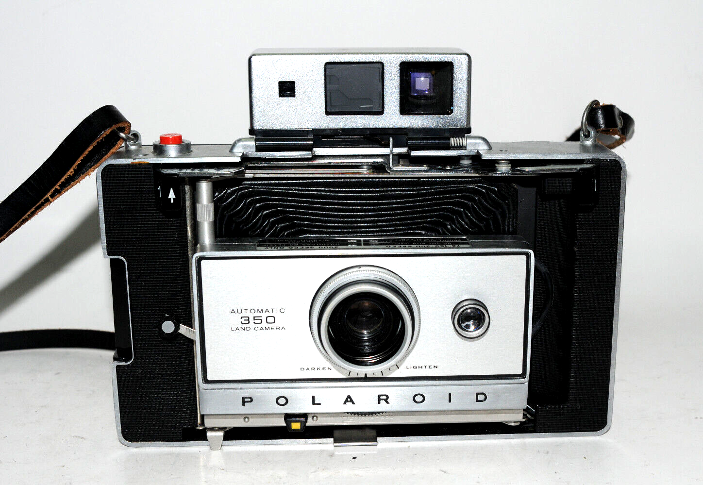 Polaroid Model 350 Land Camera W/Flash Attachment, Cold Clip and Case
