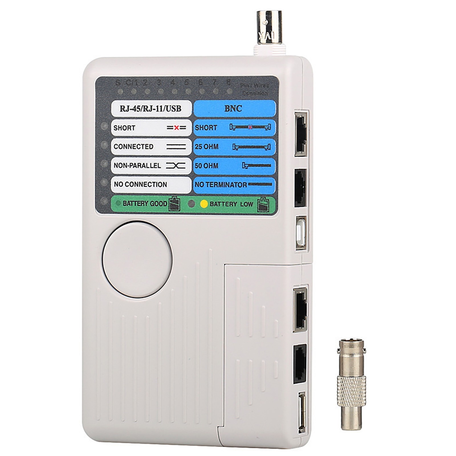 Universal Network Cable Tester Tool, BNC, RJ45, RJ11, USB (4-in-1) Multi-Tester