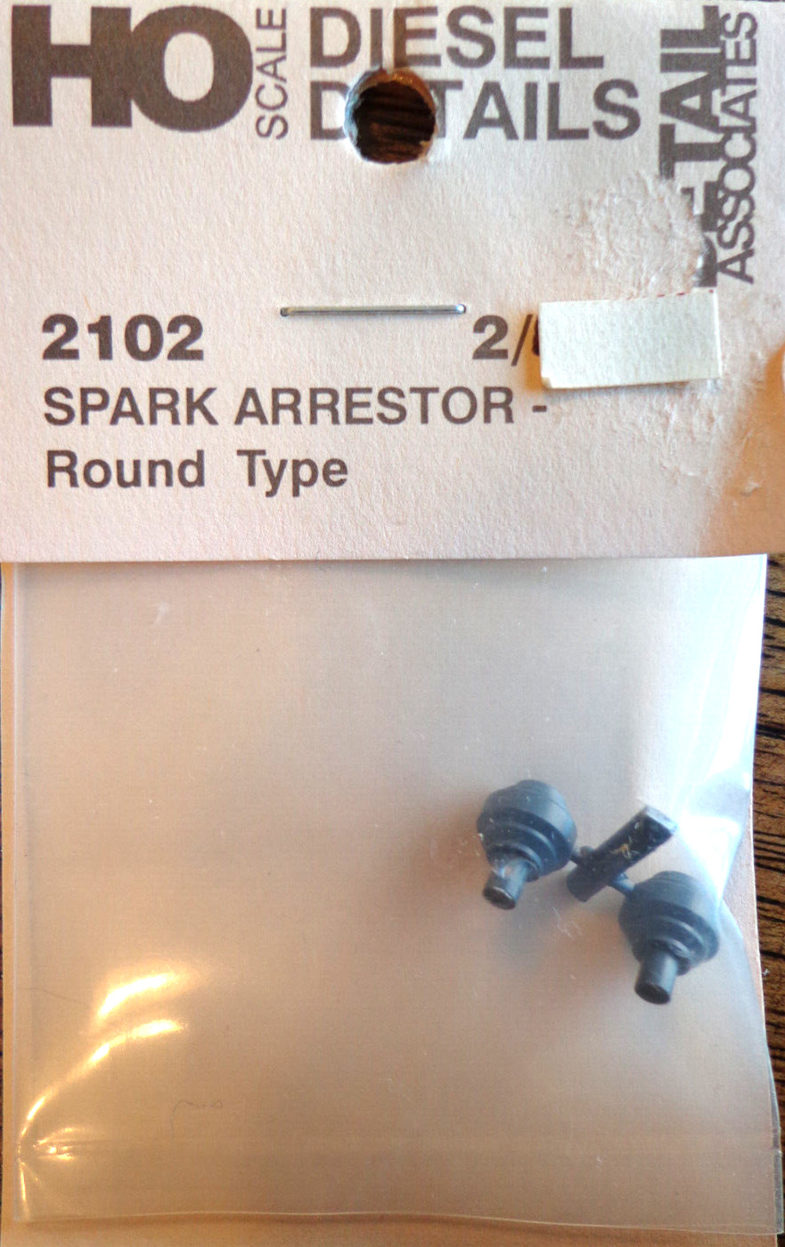 Detail Associates HO #2102 Spark Arrestors -- Round pkg(2)  (Plastic)