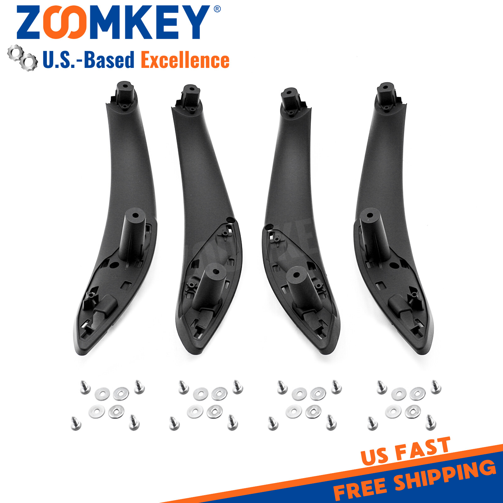 4Pcs Front Left Right Inner Trim Door Pull Handle Black For BMW F30 F80 F31 #2