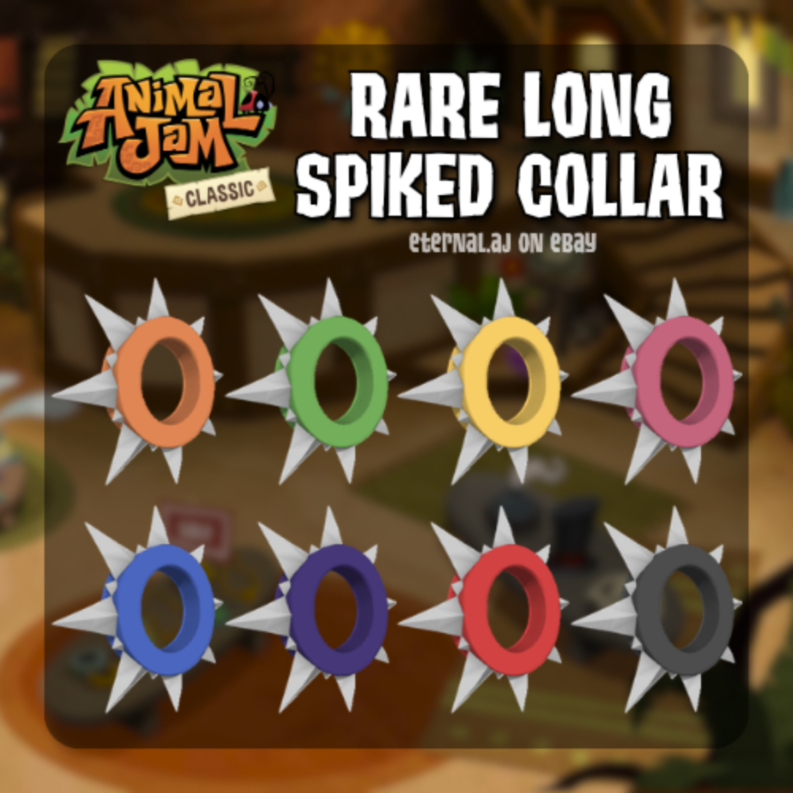 Animal Jam Classic (AJC) | Rare Long Spiked Collar (READ DESCRIPTION)