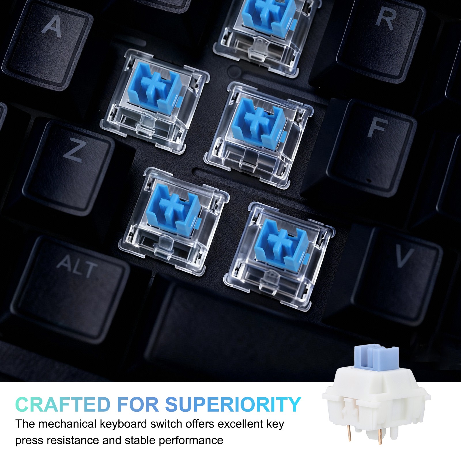 36pcs Blue Keyboard Switches 5-Pin 50gf Linear Keyboard Switch Replacement