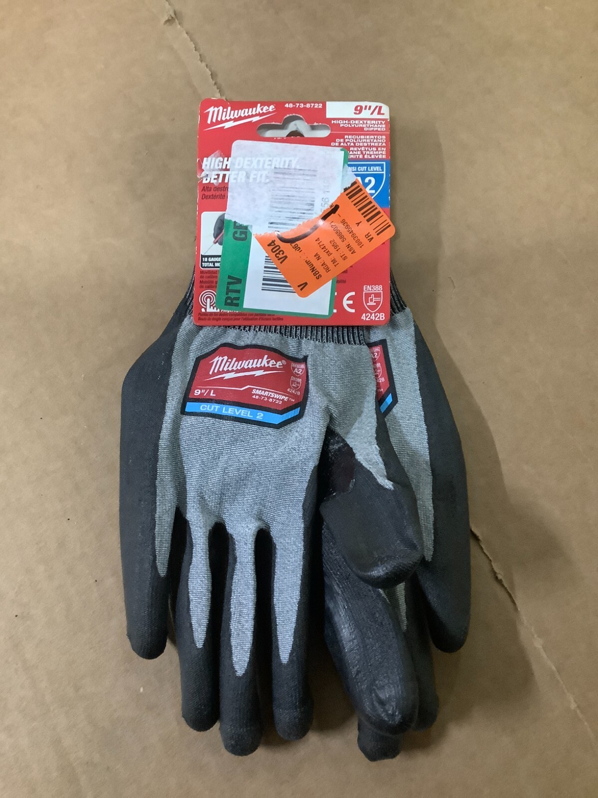 MILWAUKEE 48-73-8722 Large High Dexterity Cut 2 Polyurethane Dipped Gloves