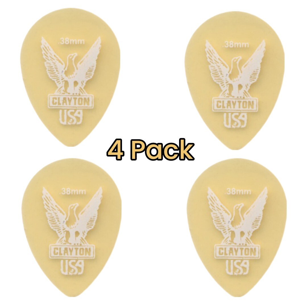 Clayton Ultem Gold Small Teardrop Guitar Picks - .38mm 4 Pack