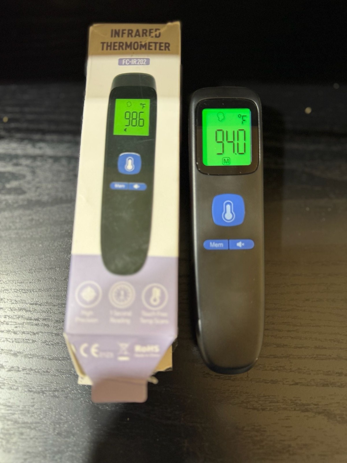 ANMEATE No Touch Forehead Thermometer Infrared Digital Baby Adult Fever Alarm