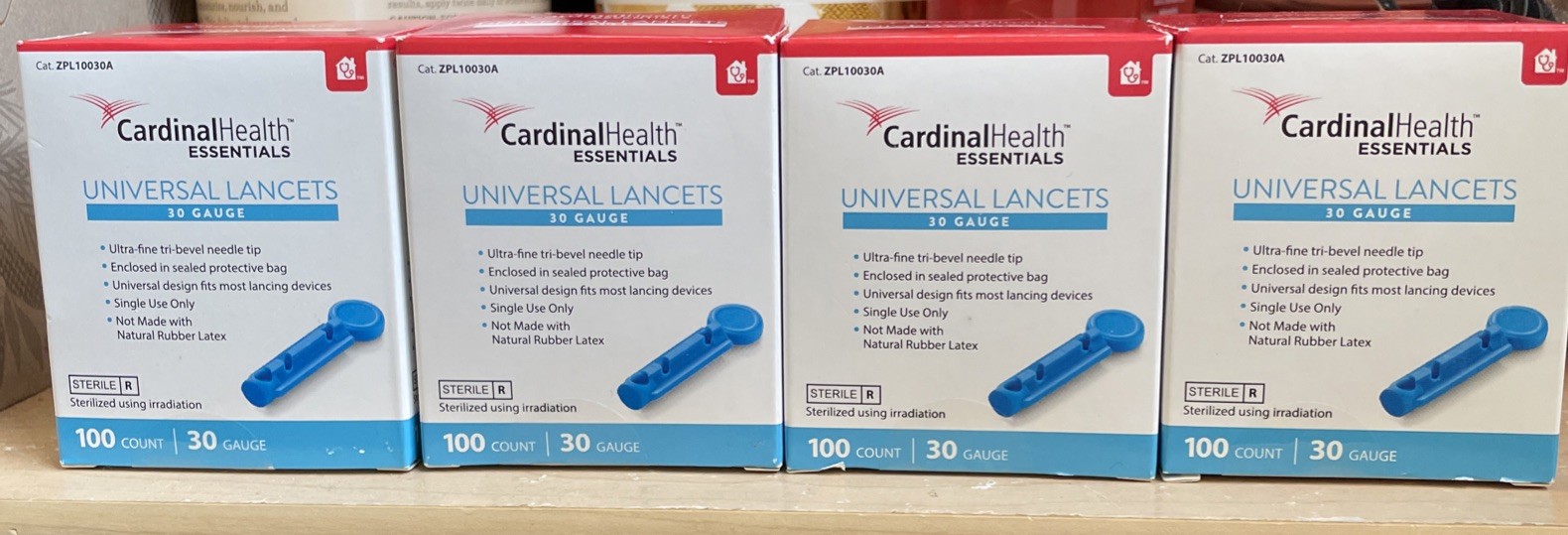 Lot of 4 Cardinal Health Essentials 30 Gauge Universal Lancets = 400ct - Sealed
