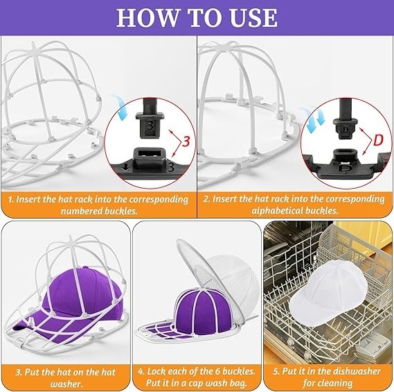 Cap Washer for Washing Machine 2 Pack Hat Protector Holder Travel Safe