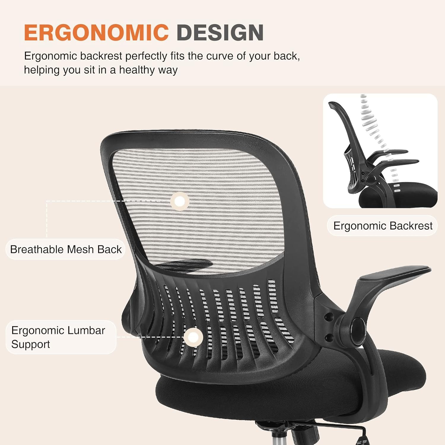 Office Computer Desk Chair, Ergonomic Mid-Back Mesh Rolling Work Swivel Task Cha
