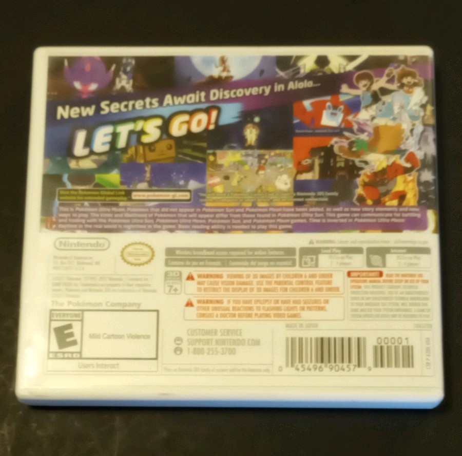 Nintendo Pokémon Ultra Moon 3DS Case w/ Cover Art & Insert