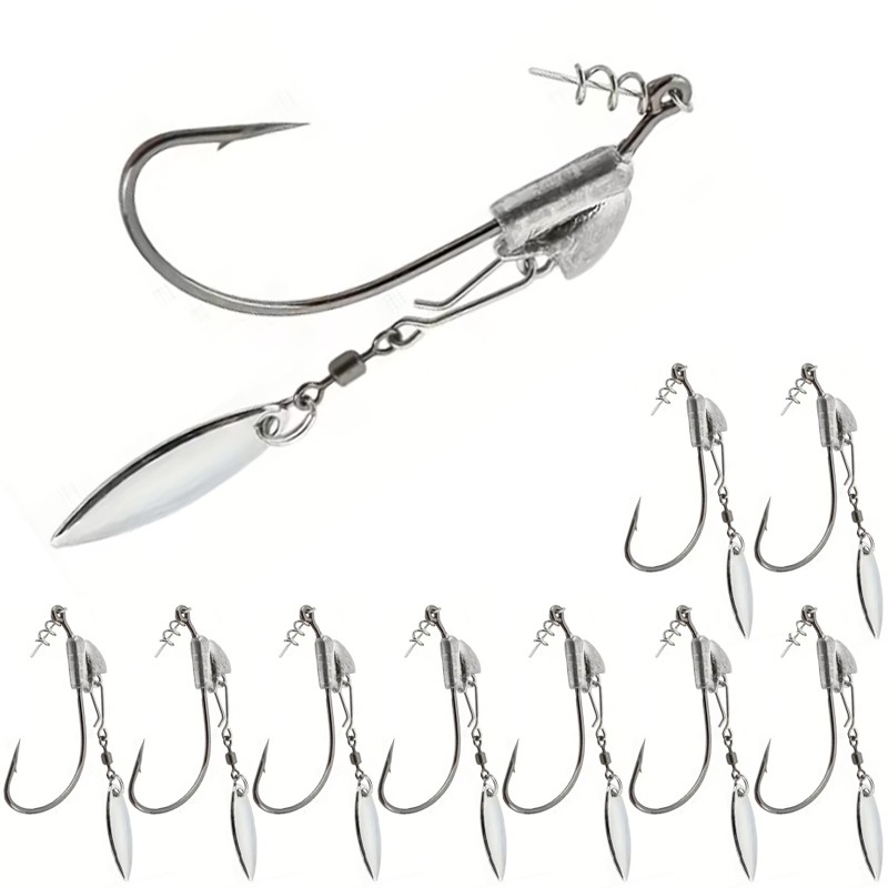10Pcs Underspin Jig Head Swimbait Hooks Bass Trout Weighted Fishing Hook Lures