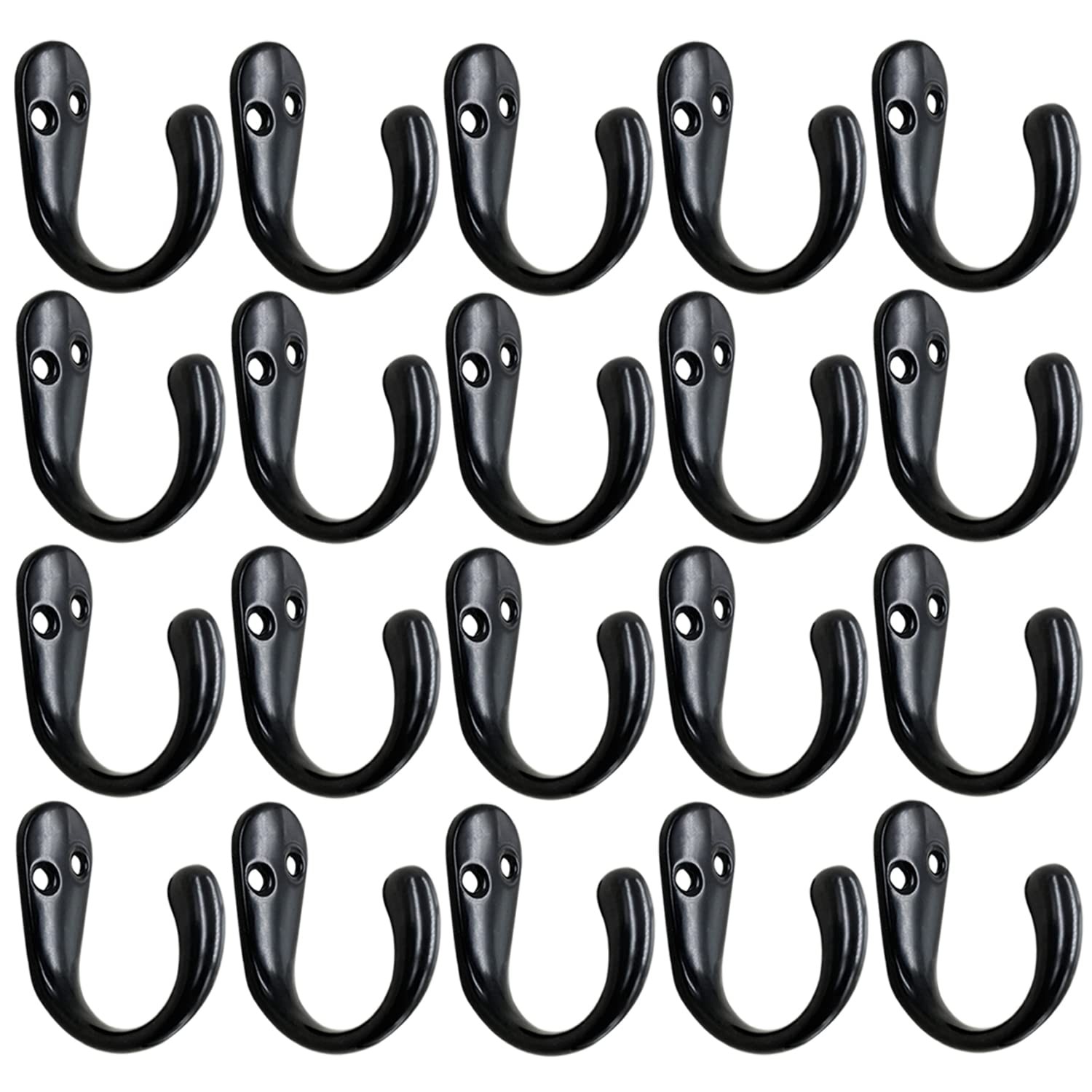 Coffee Cup Hooks 20pcs Black Hooks Door Wall Closet Mounted Single Hook Hange...