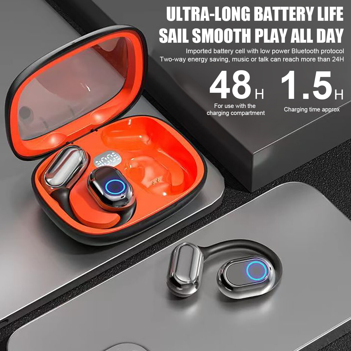 Wireless True Bone Conduction Headphones Wireless Headset Earbuds Bluetooth V5.3