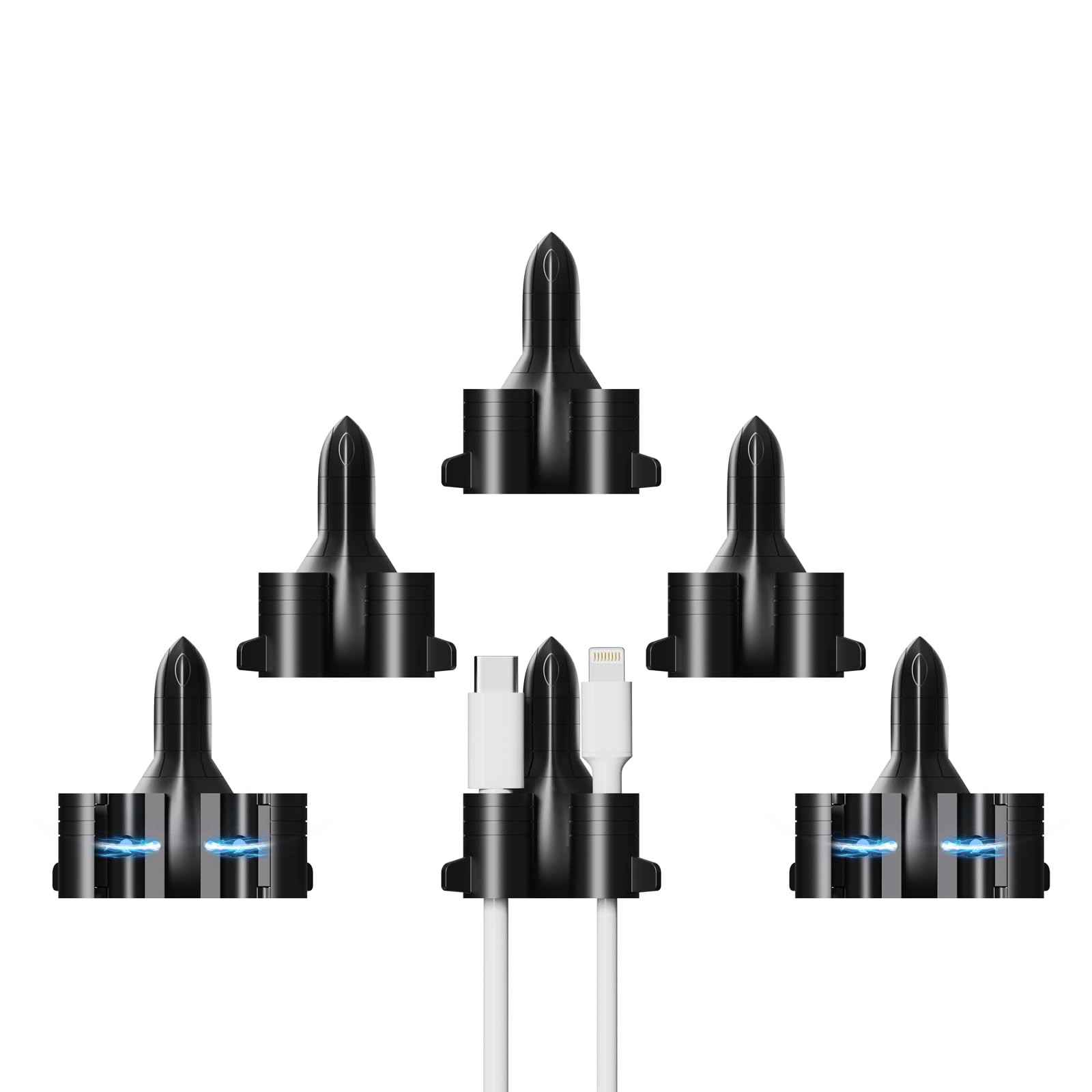 6 Pack Plane Cord Organizer,Cable Holder Clips,cable organizer,Magnetic Black