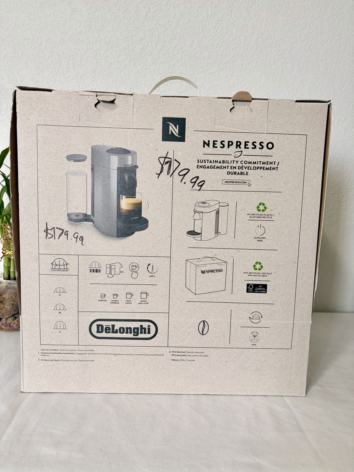 Nespresso Vertuo Plus Capsule Coffee Machine, Black, 12 Capsule Capacity