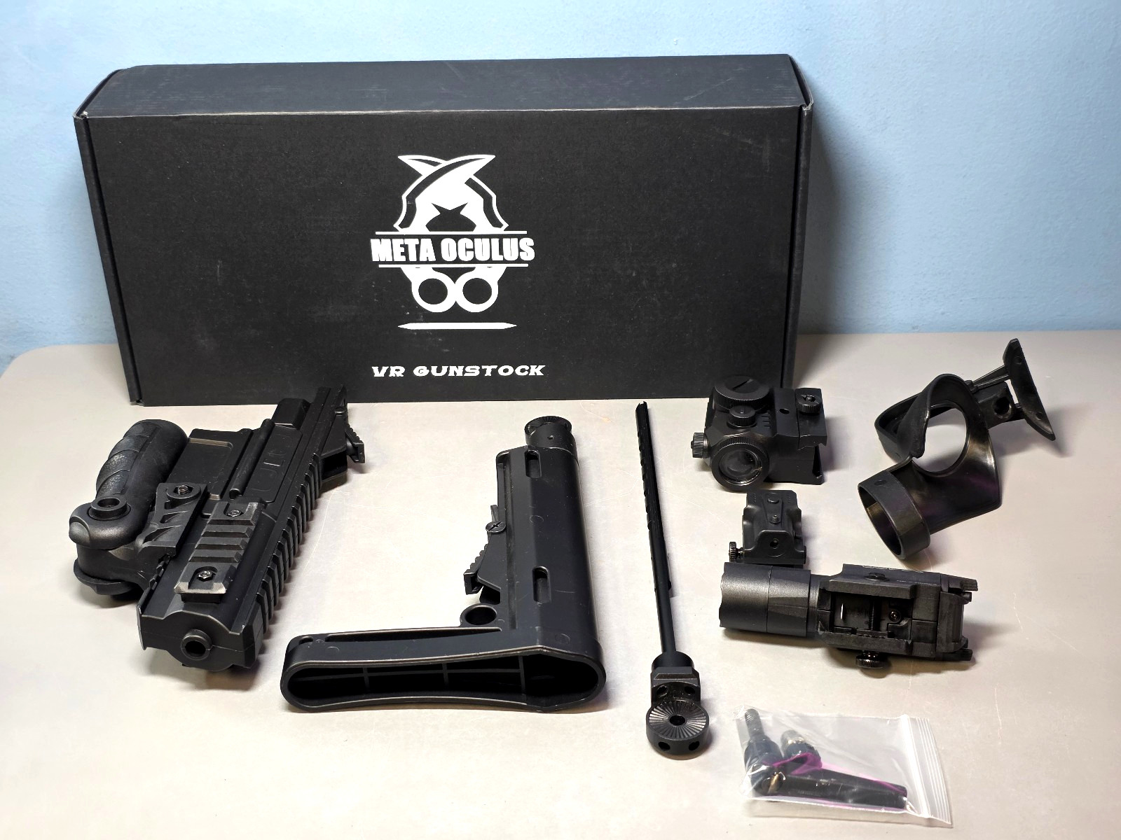 Meta Oculus VR Gunstock Reaper 1.0 Magnetic & Folding -Black, New