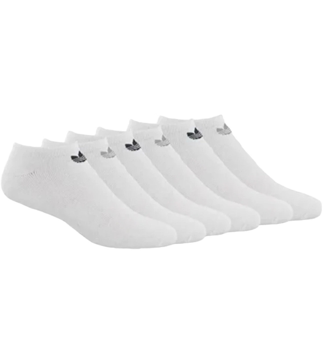 Adidas 6 Pairs Womens No Show Socks White Shoe Size 5-10 Moisture Wicking, New
