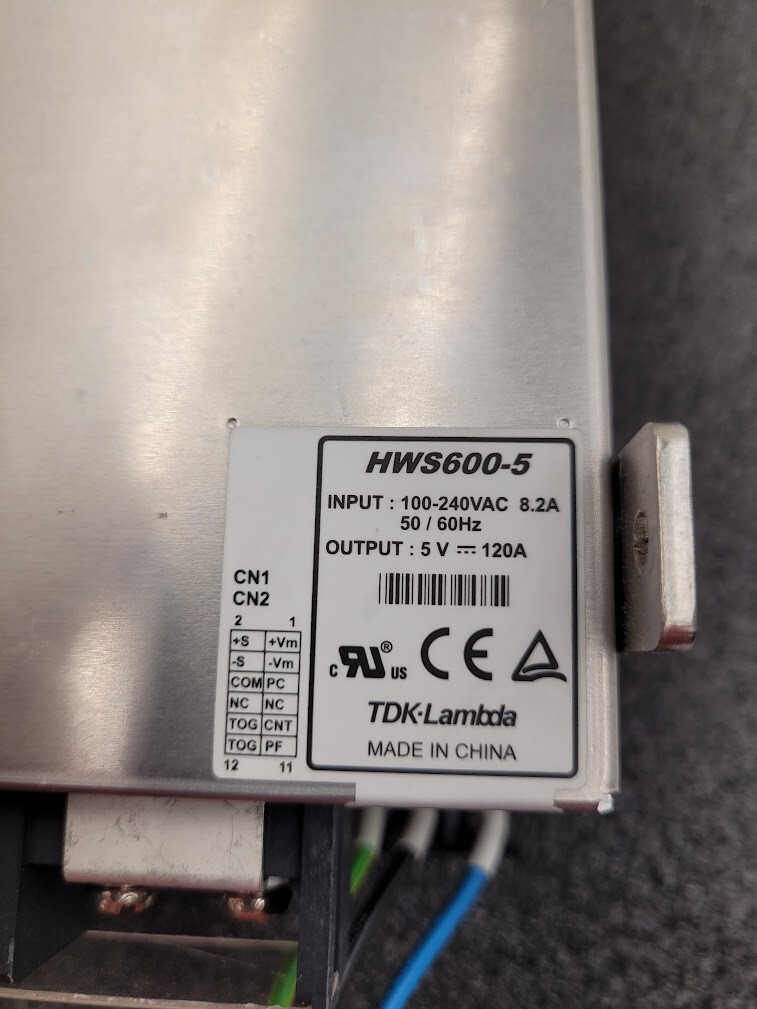 TDK Lambda HWS600-5 5VDC 120A Power Supply 100-240VAC 8.2A Input